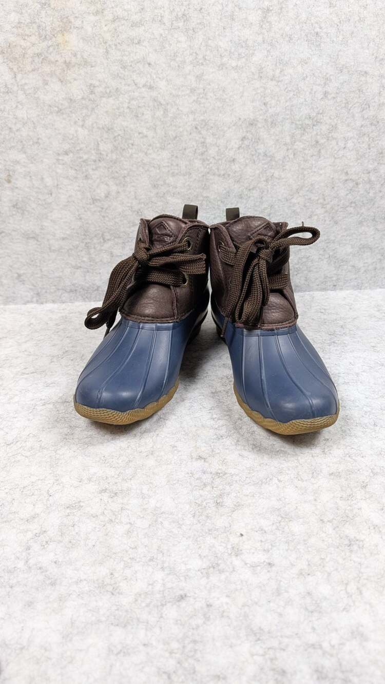Sperry Women's Saltwater 2-Eye Leather Duck Boots Blue Brown 7.5